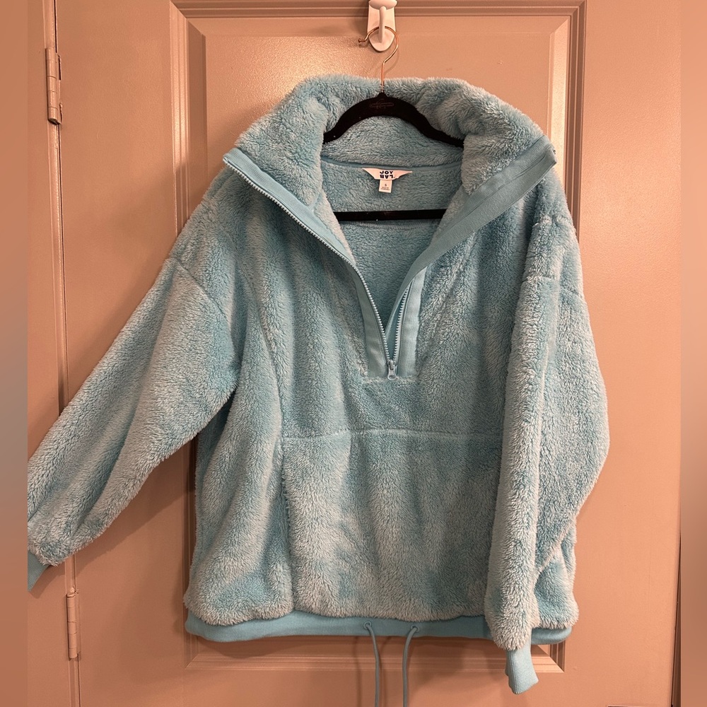 JOYLAB - BABY BLUE 1/2 ZIP FLEECE SHERPA JACKET - SMALL